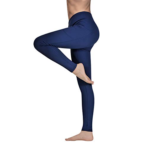 Gimdumasa Pantalón Deportivo de Mujer Cintura Alta Leggings Mallas para Running Training Fitness Estiramiento Yoga y Pilates GI188 (Azul profundo, XL)