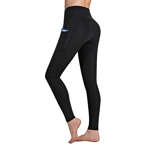 Gimdumasa Pantalón Deportivo de Mujer Cintura Alta Leggings Mallas para Running Training Fitness Estiramiento Yoga y Pilates GI188 (Negro, XXL)