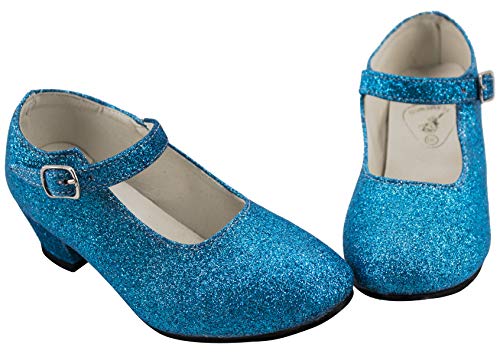 Gojoy shop- Zapato con Tacón de Danza Baile Flamenco o Sevillanas para Niña y Mujer, 5 Colores Disponibles (P- Azul Clara, 41)