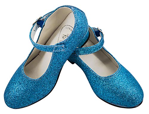 Gojoy shop- Zapato con Tacón de Danza Baile Flamenco o Sevillanas para Niña y Mujer, 5 Colores Disponibles (P- Azul Clara, 41)