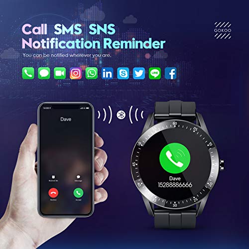 GOKOO Reloj Inteligente Hombres Smartwatch Monitor de Actividad con 24 Modos Deportivos Pulsómetro Calorías Monitor de Sueño Podómetro IP67 Impermeable Reloj Compatible con Android iOS (Negro)