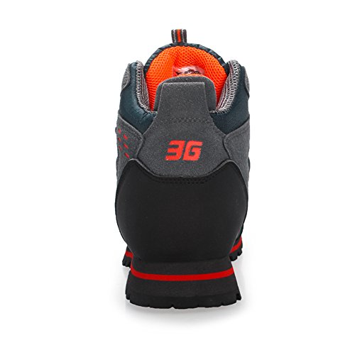 Gomnear de los Hombres Botas de montaña Alta Subida Trekking Zapatos Antideslizante Respirable Impermeable para Caminar Alpinismo (UK7.5/EU42, Anaranjado Azul Marino)