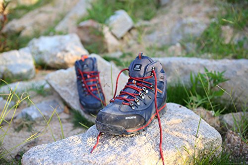 Gomnear de los Hombres Botas de montaña Alta Subida Trekking Zapatos Antideslizante Respirable Impermeable para Caminar Alpinismo (UK7.5/EU42, Anaranjado Azul Marino)