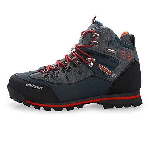 Gomnear de los Hombres Botas de montaña Alta Subida Trekking Zapatos Antideslizante Respirable Impermeable para Caminar Alpinismo (UK7.5/EU42, Anaranjado Azul Marino)