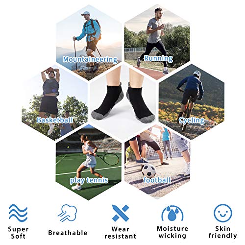 Gozlu Calcetines Tobilleros Hombre, 5 Pares Calcetines Antiampollas Deporte Transpirable Algodon para Running,Trekking, Camping, Senderismo, Talla 41-47