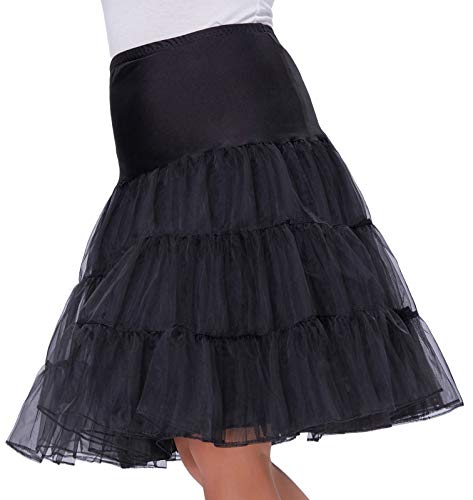 Grace Karin - Falda tipo enagua, estilo años 50 Knee Length-Black X-Large