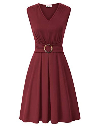 GRACE KARIN Vestido de cóctel Rockabilly Rojo Plisado Retro Vintage Vino años 50 con Escote corazón L CLS02215-4