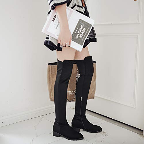 Gracemee Mujer Comfort Botas sobre la Rodilla Piatto Botas Altas Soft Suede Botas Altas hasta el Muslo Fiesta Botas All Seasons Pull on Stretch Botas Black Talla 45