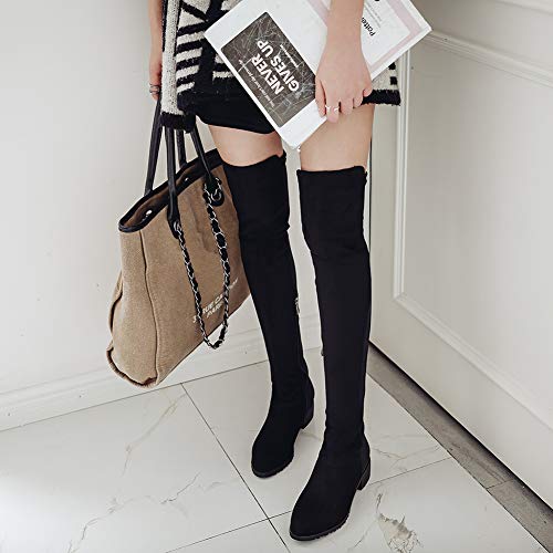Gracemee Mujer Comfort Botas sobre la Rodilla Piatto Botas Altas Soft Suede Botas Altas hasta el Muslo Fiesta Botas All Seasons Pull on Stretch Botas Black Talla 45
