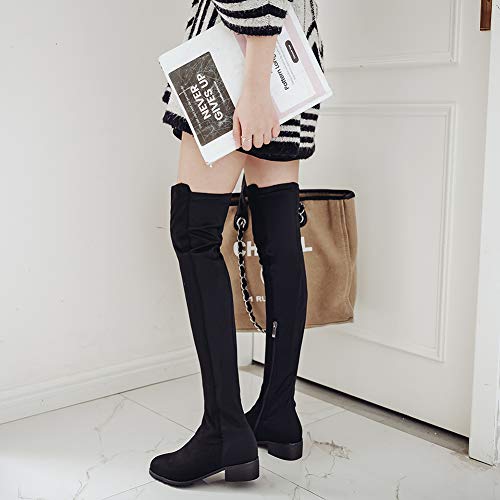 Gracemee Mujer Comfort Botas sobre la Rodilla Piatto Botas Altas Soft Suede Botas Altas hasta el Muslo Fiesta Botas All Seasons Pull on Stretch Botas Black Talla 45