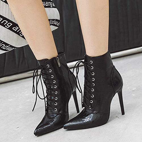 Gracemee Mujer Dress Botas Stiletto Botines Smart Fiesta Botas Cortas Animal Print All Seasons Appuntito Performance Botas Black Talla 39