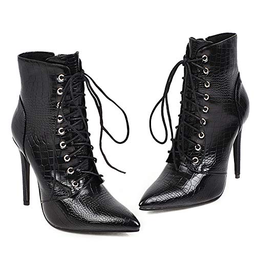 Gracemee Mujer Dress Botas Stiletto Botines Smart Fiesta Botas Cortas Animal Print All Seasons Appuntito Performance Botas Black Talla 39