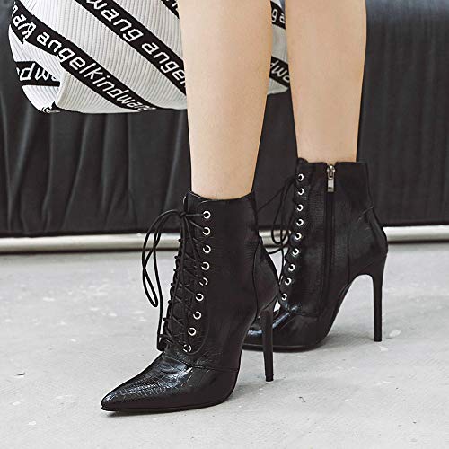 Gracemee Mujer Dress Botas Stiletto Botines Smart Fiesta Botas Cortas Animal Print All Seasons Appuntito Performance Botas Black Talla 39