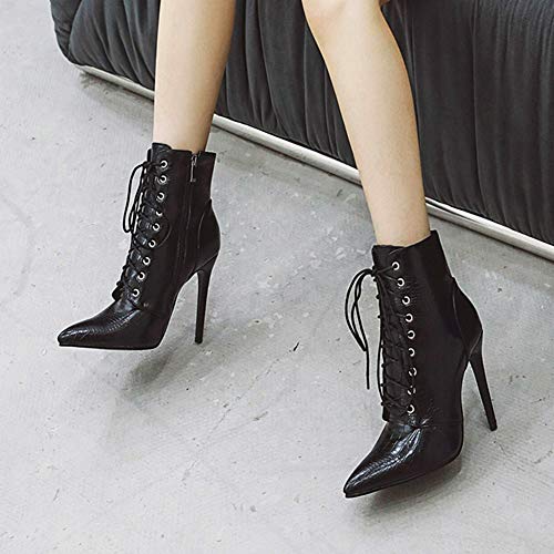 Gracemee Mujer Dress Botas Stiletto Botines Smart Fiesta Botas Cortas Animal Print All Seasons Appuntito Performance Botas Black Talla 39