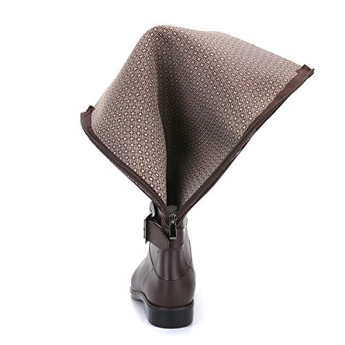 gracosy Botas Agua Mujer Lluvia Botas Alta Goma Impermeable Jardín Trabajo Wellington Botas Zapatos Otoño Invierno al Aire Libre Mujer Nieve Botas Hebilla Negro