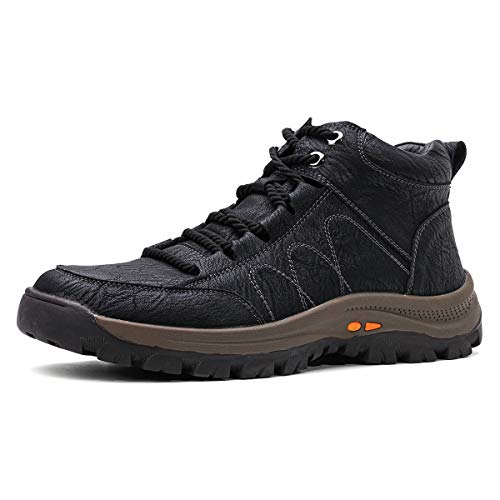 gracosy Botas de Nieve Hombre Invierno Botas Chukka Zapatilla de Trekking PU Cuero Chelsea Casual Lana Calentitas Espesar Zapatos de Padre Antideslizante Forradas por Dentro