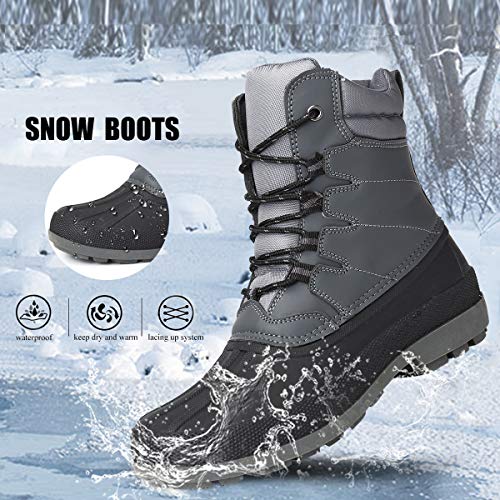 gracosy Botas Nieve Hombre Piel Forrado Invierno Cálidas Botas Antideslizante Peso Ligero Plano Cordones Botines Impermeable Casuales Trabajo Botas