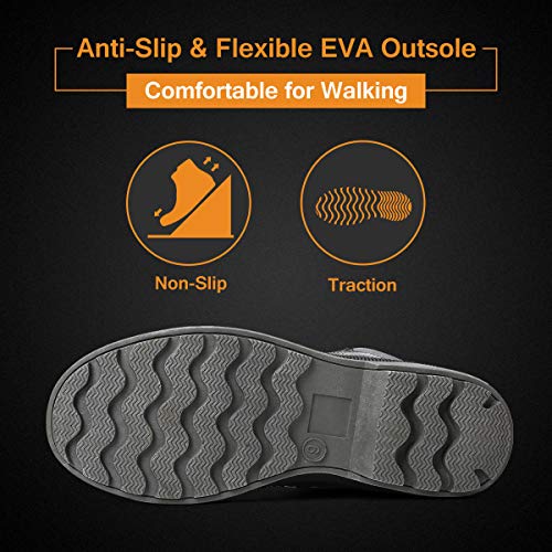 gracosy Botas Nieve Hombre Piel Forrado Invierno Cálidas Botas Antideslizante Peso Ligero Plano Cordones Botines Impermeable Casuales Trabajo Botas