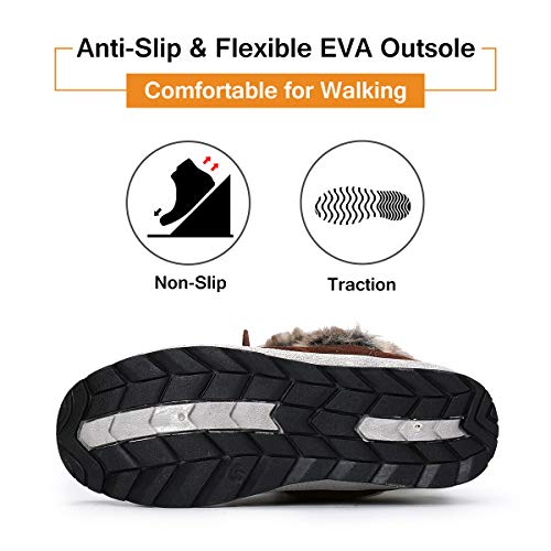 gracosy Botas Nieve Mujer de Piel Invierno Antideslizante Plataforma Zapatos Calentar Cremallera Botines Cordones Casuales Media Lluvia Botas Negro