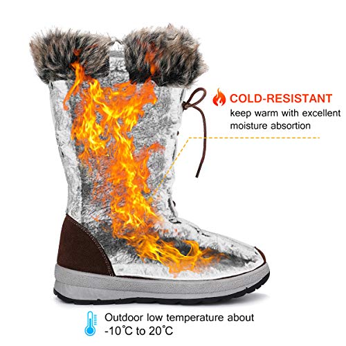 gracosy Botas Nieve Mujer de Piel Invierno Antideslizante Plataforma Zapatos Calentar Cremallera Botines Cordones Casuales Media Lluvia Botas Negro