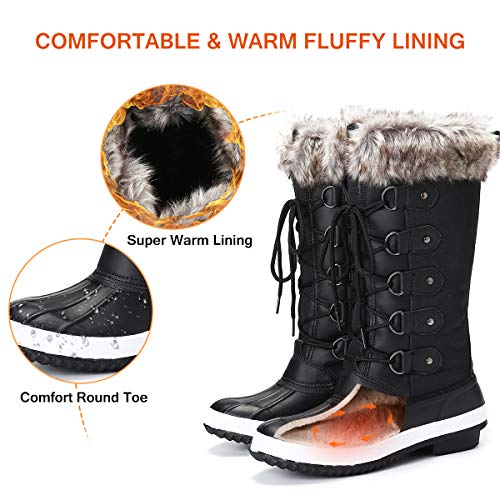 gracosy Botas Nieve Mujer Piel Forrado Invierno Cálidas Botas Antideslizante Peso Ligero Plataforma Botines Casuales Media Pierna Lluvia Botas