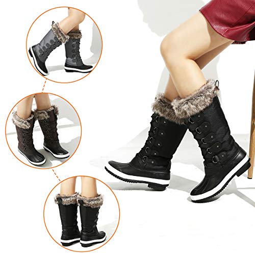 gracosy Botas Nieve Mujer Piel Forrado Invierno Cálidas Botas Antideslizante Peso Ligero Plataforma Botines Casuales Media Pierna Lluvia Botas