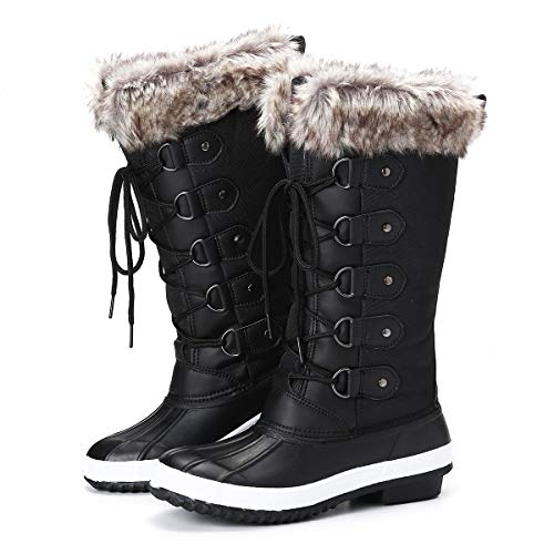 gracosy Botas Nieve Mujer Piel Forrado Invierno Cálidas Botas Antideslizante Peso Ligero Plataforma Botines Casuales Media Pierna Lluvia Botas