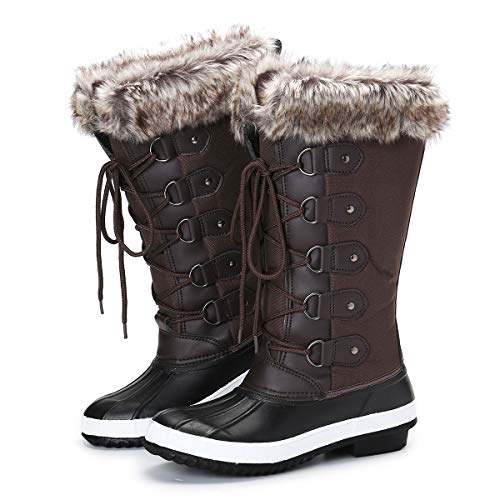 gracosy Botas Nieve Mujer Piel Forrado Invierno Cálidas Botas Antideslizante Peso Ligero Plataforma Botines Casuales Media Pierna Lluvia Botas