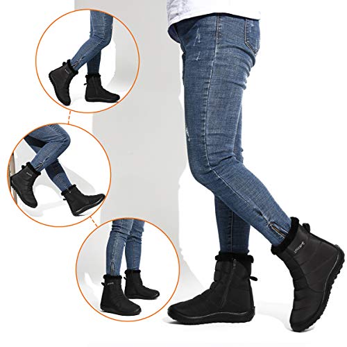 gracosy Botines Nieve Mujer Piel Forrado Invierno Cálidas Botas Impermeable Antideslizante Peso Ligero Plataforma Botines Casuales Corto Lluvia Botas