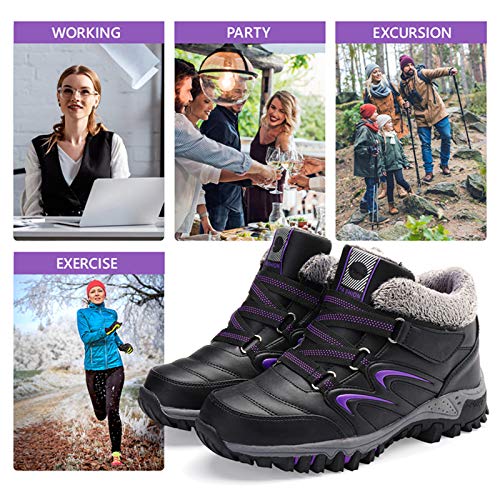 gracosy Mujer Botas de Nieve Senderismo Zapatos Antideslizantes PU Trekking Zapatos Invierno Piel de Forro Sneakers Transpirables 2020