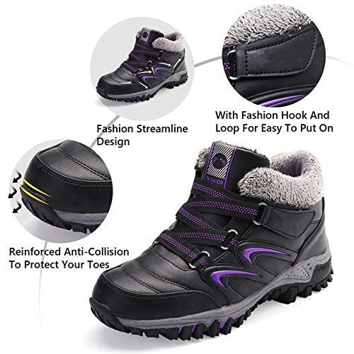 gracosy Mujer Botas de Nieve Senderismo Zapatos Antideslizantes PU Trekking Zapatos Invierno Piel de Forro Sneakers Transpirables 2020