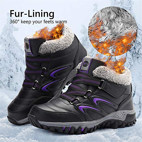 gracosy Mujer Botas de Nieve Senderismo Zapatos Antideslizantes PU Trekking Zapatos Invierno Piel de Forro Sneakers Transpirables 2020