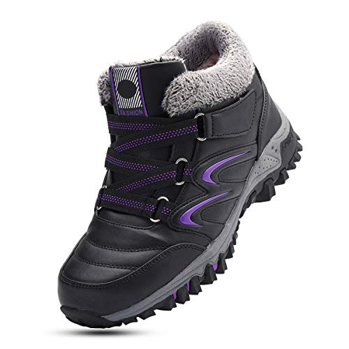 gracosy Mujer Botas de Nieve Senderismo Zapatos Antideslizantes PU Trekking Zapatos Invierno Piel de Forro Sneakers Transpirables 2020