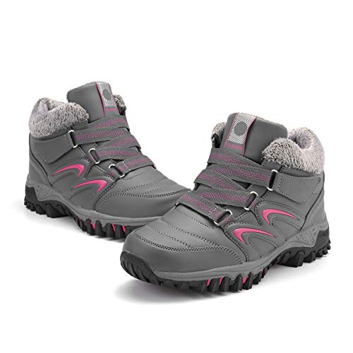 gracosy Mujer Botas de Nieve Senderismo Zapatos Antideslizantes PU Trekking Zapatos Invierno Piel de Forro Sneakers Transpirables 2020