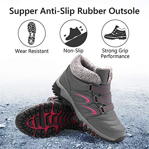 gracosy Mujer Botas de Nieve Senderismo Zapatos Antideslizantes PU Trekking Zapatos Invierno Piel de Forro Sneakers Transpirables 2020