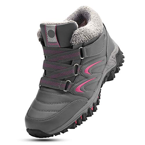 gracosy Mujer Botas de Nieve Senderismo Zapatos Antideslizantes PU Trekking Zapatos Invierno Piel de Forro Sneakers Transpirables 2020