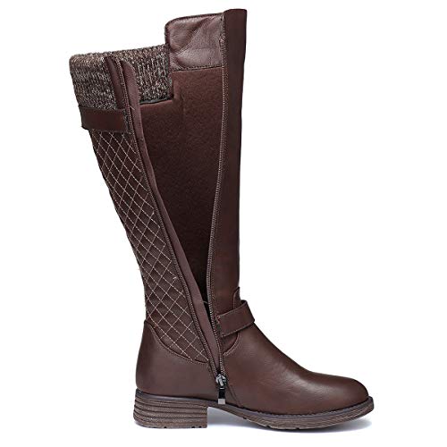 gracosy Rodilla Alta Botas Mujer Tacón Bajo Zapato Señoras Nieve Botas Mujer Botas de Cuero Piel Forrado Invierno Cálidas Antideslizante Hermoso Cremallera Casuales