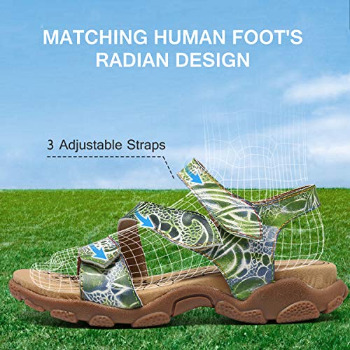 gracosy Sandalias Planas Mujer Verano Zapatos Hook Loop Sandalias de Cuero con Plataforma Tirantes de Playa Huecos Correas Ajustables Tacones Bajos Correas Deportivas cómodas Zapatos para Caminar