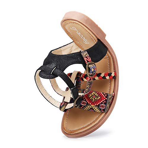 gracosy Sandalias Planas Mujeres Bohemia Tobillera Correa Redonda Peep Clip Punta Zapatos Gladiador Correa Tanga Flip Flop Zapatos de Playa cuña Zapatos Huecos de la Cremallera Azul 2019