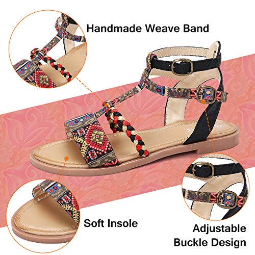 gracosy Sandalias Planas Mujeres Bohemia Tobillera Correa Redonda Peep Clip Punta Zapatos Gladiador Correa Tanga Flip Flop Zapatos de Playa cuña Zapatos Huecos de la Cremallera Azul 2019