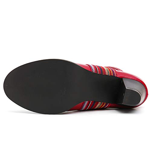 gracosy Tacones Mujer, 2019 Cuero Invierno Botines Moda Botas de Chelsea Hecho a Mano con Cremallera Medio Tacon Ocio Comodidad Botas Mocasines