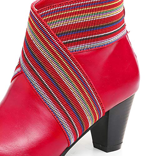 gracosy Tacones Mujer, 2019 Cuero Invierno Botines Moda Botas de Chelsea Hecho a Mano con Cremallera Medio Tacon Ocio Comodidad Botas Mocasines