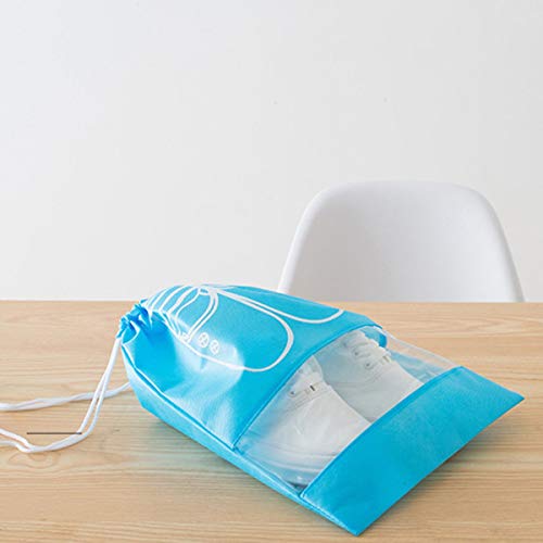 Greatangle Bolsas de Zapatos de Viaje para Mujer Bolsas de Zapatos con Cubierta a Prueba de Polvo Bolsas de Almacenamiento de Zapatos de Puerto de viga de Viaje no Tejidas Azul 44 * 32CM