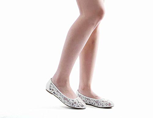Greatonu Bailarina Plana Blanca Cotidiana Comodida de Boda para Mujer Tamaña 38 EU