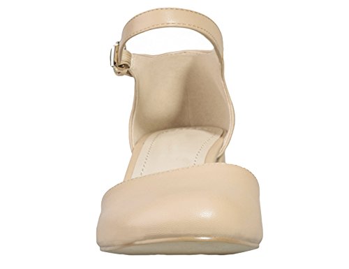 Greatonu Zapatos de Tacón Ancho con Hebillas y Tira en el Tobillo Color Carne Punta Cuadrada para Vestido Bonito para Mujer Talla 41 EU