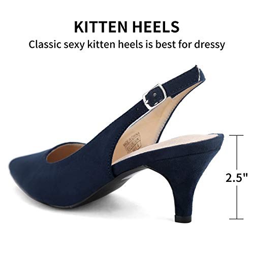 Greatonu Zapatos de Tacón Azules Casuales Suedes con los Tacones de Baja para Mujer Tamaño 39 EU