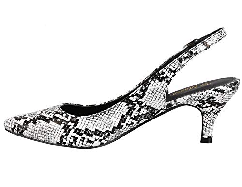 Greatonu Zapatos de Tacón de Aguja Puntiagudo Clásico Básico Diario para Oficina Estampado de Serpiente Talla 38 EU