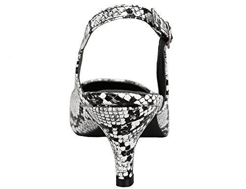 Greatonu Zapatos de Tacón de Aguja Puntiagudo Clásico Básico Diario para Oficina Estampado de Serpiente Talla 38 EU