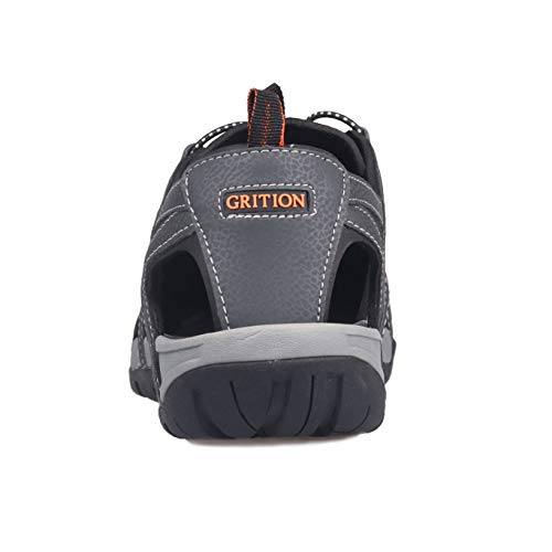 GRITION Hombres Sandalias para Caminar Protección Cerrada para los Dedos Respirable Antideslizante Ajustable de Secado rápido cómodo para Caminar Senderismo Gris (43 EU)