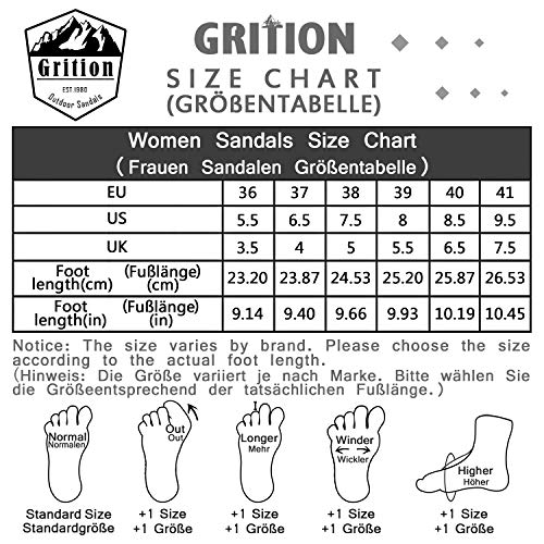 GRITION Sandalias de Senderismo para Deportes al Aire Libre para Mujer, Sandalias de Senderismo de Verano Planas y Abiertas, Zapatos para Caminar fáciles con Correa y Correa Ajustables Negro 38EU